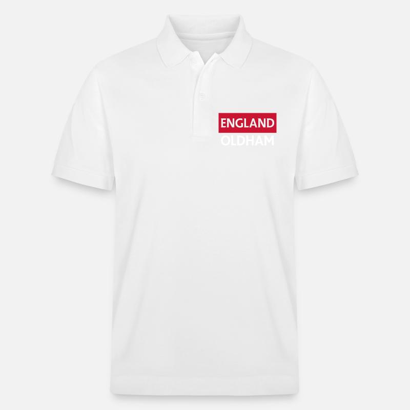 Conception des drapeaux anglais Oldham - Polo PREPSTER bio Stanley/Stella Unisexe - blanc