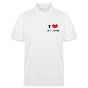 I Love les impôts - Polo PREPSTER bio Stanley/Stella Unisexe - blanc - Devant - Roxy (174cm) & Andy (188cm)