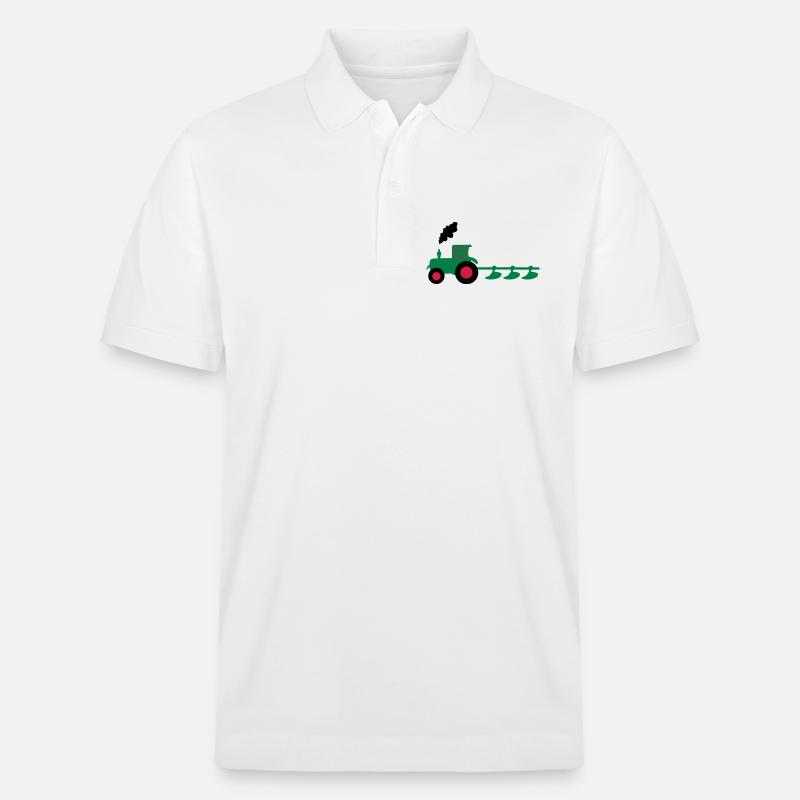 traktor trecker pflug - Stanley/Stella Unisex Bio-Poloshirt PREPSTER - Weiß