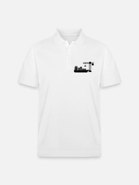 Sea container boat with crane unloading - Stanley/Stella Unisex Organic Polo Shirt PREPSTER - white