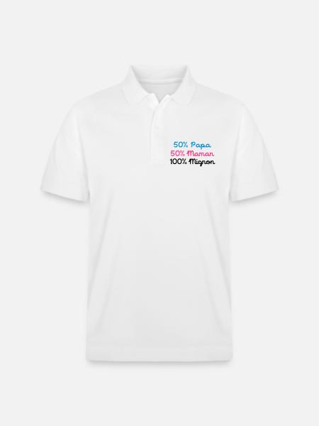 Papa 50% 50% 100% Nette Mom - Stanley/Stella Unisex Bio-Poloshirt PREPSTER - Weiß