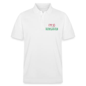 I'M SO HUNGARIAN Hungarian Hungary - Stanley/Stella Unisex Organic Polo Shirt PREPSTER - white - Front - Roxy (174cm) & Andy (188cm)