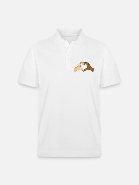 Coloured heart hand motif - customisable - Stanley/Stella Unisex Organic Polo Shirt PREPSTER - white