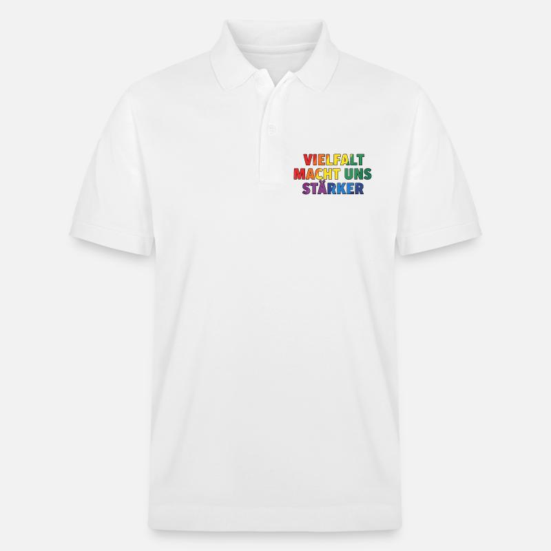 Diversity makes us stronger – Regenbogen Design - Stanley/Stella Unisex Organic Polo Shirt PREPSTER - white