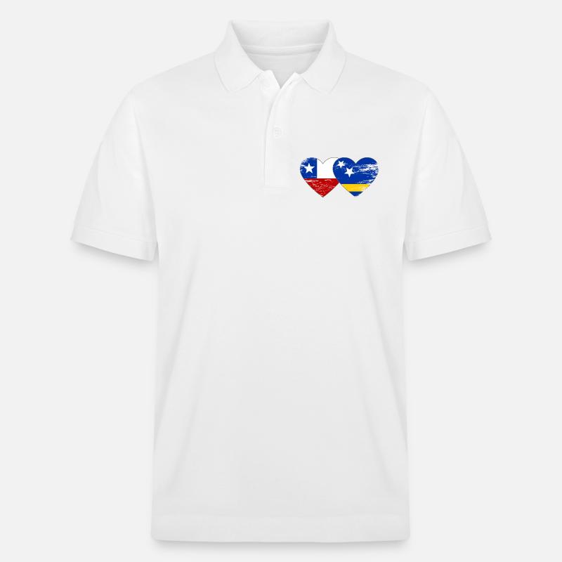 Chile_Curacao_Flagge_Herz_used - Polo PREPSTER bio Stanley/Stella Unisexe - blanc