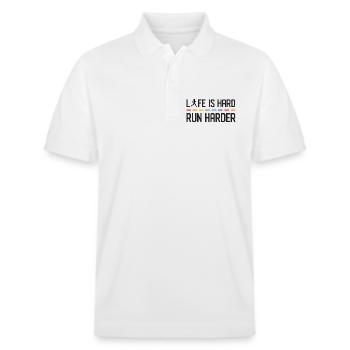 Das Leben ist hart. Laufen Sie härter. - Stanley/Stella Unisex Bio-Poloshirt PREPSTER - Weiß - Vorne - Roxy (174cm) & Andy (188cm)