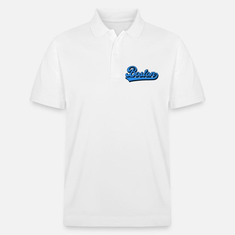 Boston Blau Script Retro - Stanley/Stella Unisex Bio-Poloshirt PREPSTER - Weiß
