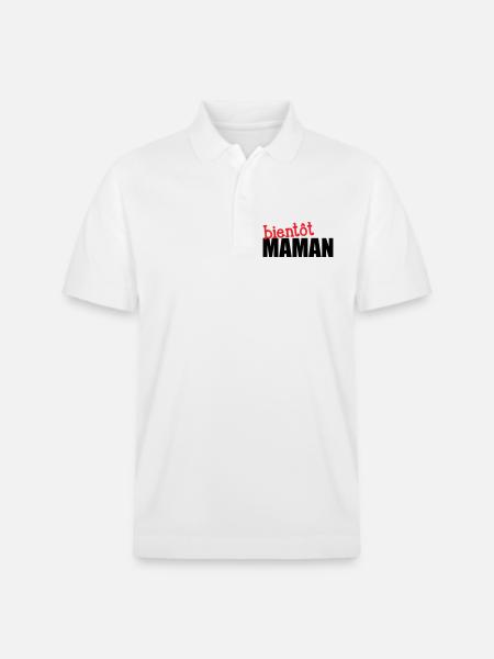 bientôt Maman ! Cadeau de grossesse - Polo PREPSTER bio Stanley/Stella Unisexe - blanc