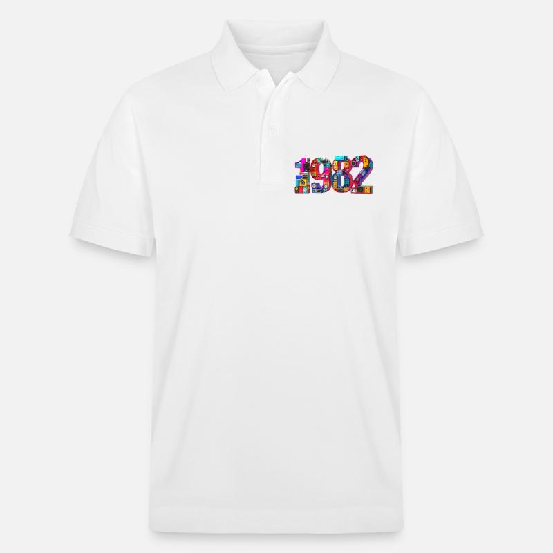 1982 – Geburt, Abitur, Einschulung, Heirat, Ehe - Stanley/Stella Unisex Bio-Poloshirt PREPSTER - Weiß