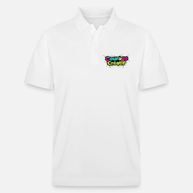 Courage Créatif Bunte Typografie - Stanley/Stella Unisex Bio-Poloshirt PREPSTER - Weiß