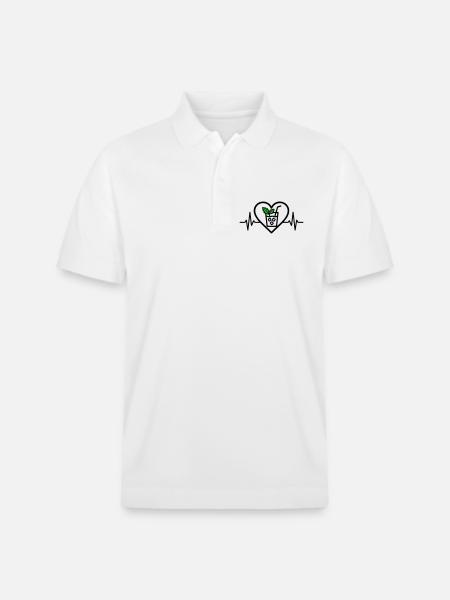 Mojito Heart Cocktail Mint Glass Summer - Stanley/Stella Unisex Organic Polo Shirt PREPSTER - white