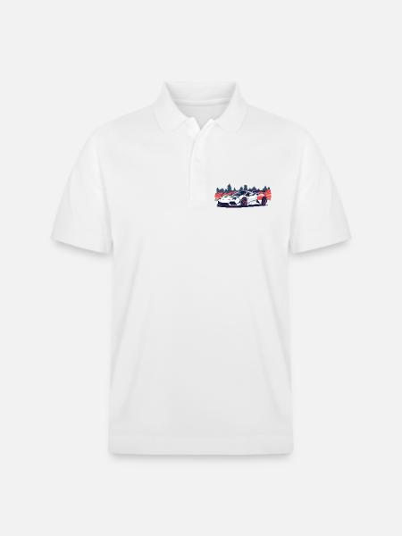 Racing supercar with a red accent - Stanley/Stella Unisex Organic Polo Shirt PREPSTER - white