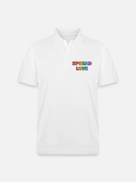 Spread Love Rainbow Typography - Stanley/Stella Unisex Organic Polo Shirt PREPSTER - white
