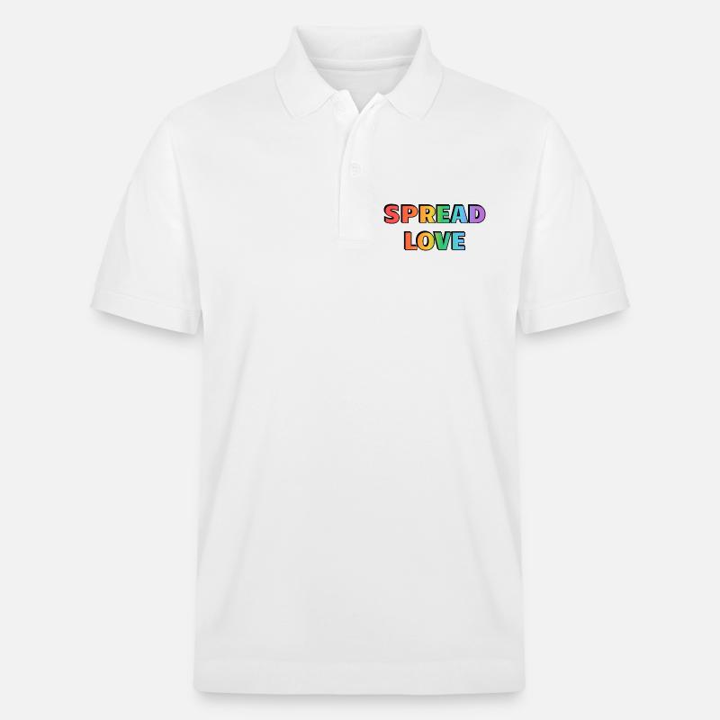 Typographie arc-en-ciel Spread Love - Polo PREPSTER bio Stanley/Stella Unisexe - blanc