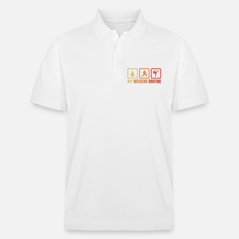 Karateka Wochenendroutine - Stanley/Stella Unisex Bio-Poloshirt PREPSTER - Weiß