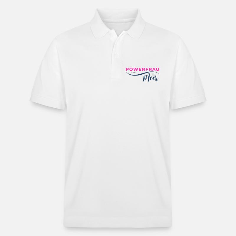 Powerfrau vom Meer pink - Stanley/Stella Unisex Bio-Poloshirt PREPSTER - Weiß