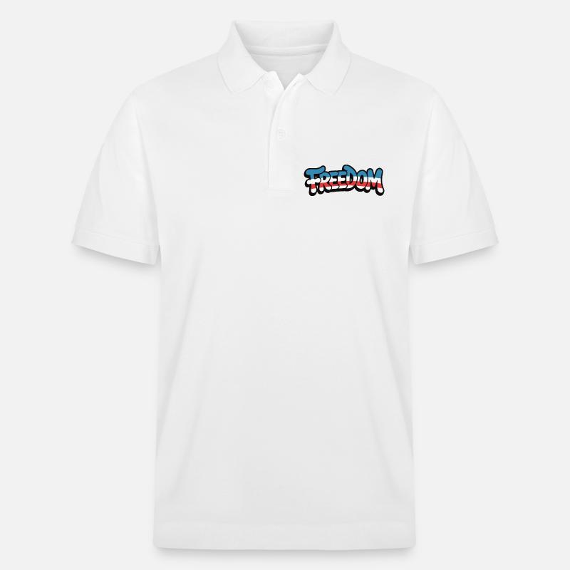 Freedom Typografie Statement Design - Stanley/Stella Unisex Bio-Poloshirt PREPSTER - Weiß