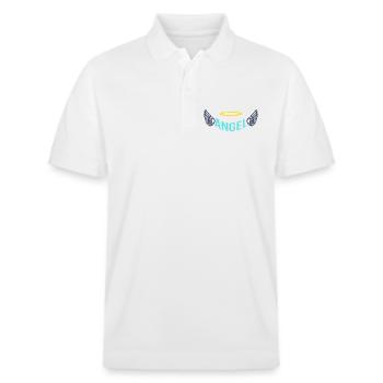 Halo Angel Wings Typography - Stanley/Stella Unisex Organic Polo Shirt PREPSTER - white - Front - Roxy (174cm) & Andy (188cm)