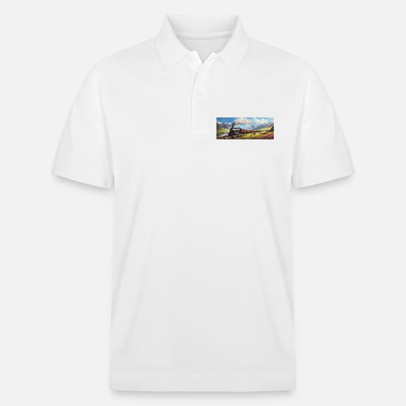 Nostalgischer Eisenbahnzug mit Dampflokomotive - Stanley/Stella Unisex Bio-Poloshirt PREPSTER - Weiß