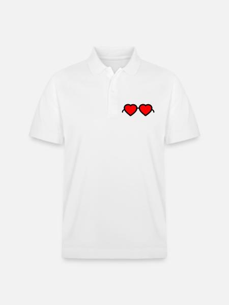 Heart Glasses - Stanley/Stella Unisex Organic Polo Shirt PREPSTER - white