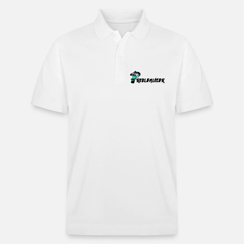 Problem solver text - Stanley/Stella Unisex Organic Polo Shirt PREPSTER - white