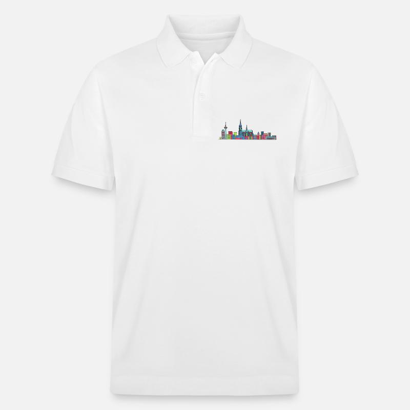 Kölner Stadtschirm Dom: Moderne Linienkunst - Stanley/Stella Unisex Bio-Poloshirt PREPSTER - Weiß