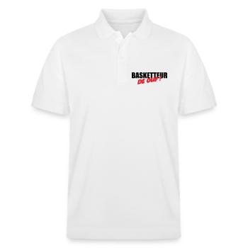 Basketballspieler der Welt – spaßige Leidenschaftssportleistung - Stanley/Stella Unisex Bio-Poloshirt PREPSTER - Weiß - Vorne - Roxy (174cm) & Andy (188cm)