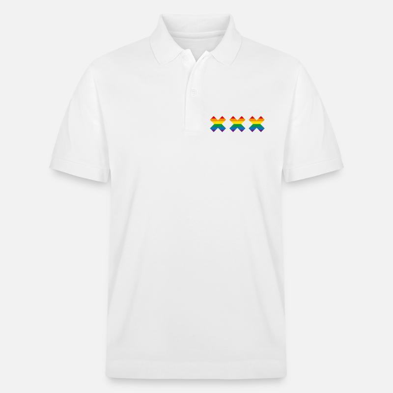 Gay Pride Amsterdam drapeau arc-en-ciel Andreaskruis - Polo PREPSTER bio Stanley/Stella Unisexe - blanc