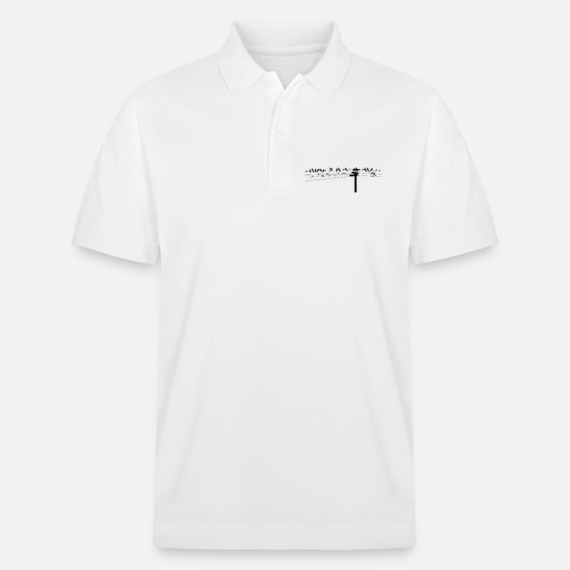 Vögel sitzen gemeinsam auf einer Stromleitung - Stanley/Stella Unisex Bio-Poloshirt PREPSTER - Weiß