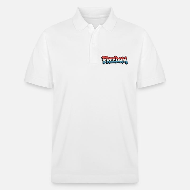 Freedom Typografie Statement Design - Stanley/Stella Unisex Bio-Poloshirt PREPSTER - Weiß