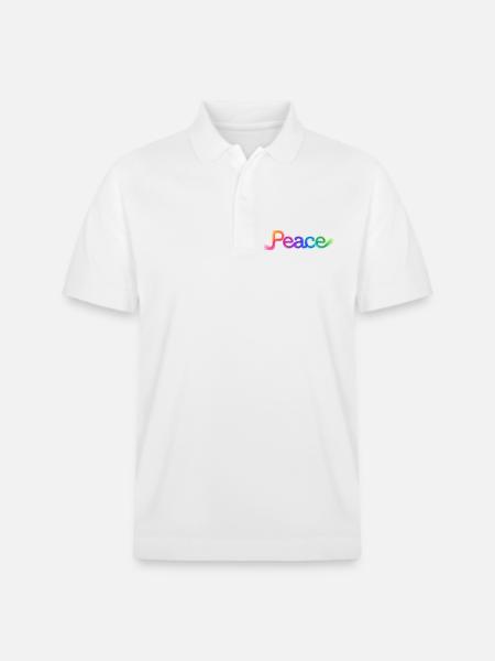Farbige Peace-Schrift im Pfeildesign - Stanley/Stella Unisex Bio-Poloshirt PREPSTER - Weiß