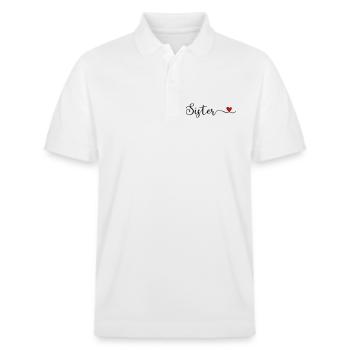 Schwester - Stanley/Stella Unisex Bio-Poloshirt PREPSTER - Weiß - Vorne - Roxy (174cm) & Andy (188cm)
