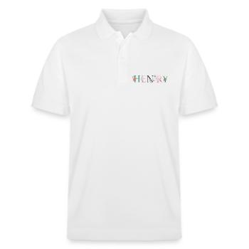 HENRY Namenskunst mit gestickten Blumen - Stanley/Stella Unisex Bio-Poloshirt PREPSTER - Weiß - Vorne - Roxy (174cm) & Andy (188cm)
