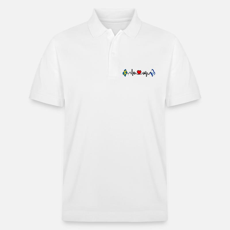 Cardio heart Drapeau Suède, drapeau Israël - Polo PREPSTER bio Stanley/Stella Unisexe - blanc