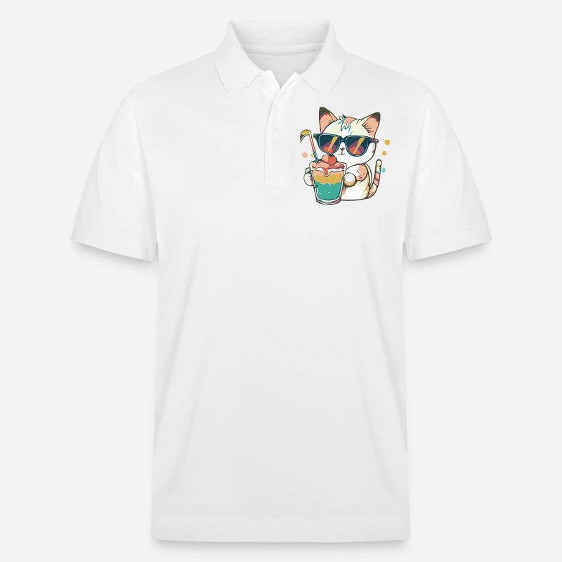 Die lässige Katze - Stanley/Stella Unisex Bio-Poloshirt PREPSTER - Weiß