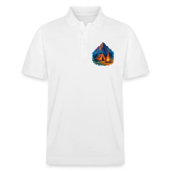 Mountain tent in a sea of flames - Stanley/Stella Unisex Organic Polo Shirt PREPSTER - white - Front - Roxy (174cm) & Andy (188cm)