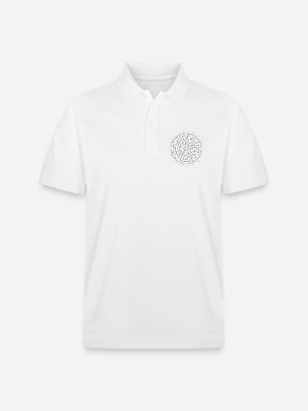 Sonnengeometrisches Labyrinth Blau-Grün - Stanley/Stella Unisex Bio-Poloshirt PREPSTER - Weiß