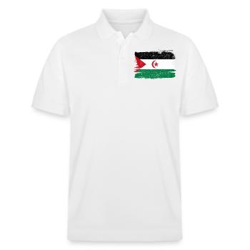 Sahara Occidental Bandiera Drapeau Paix Vintage - Polo PREPSTER bio Stanley/Stella Unisexe - blanc - Devant - Roxy (174cm) & Andy (188cm)