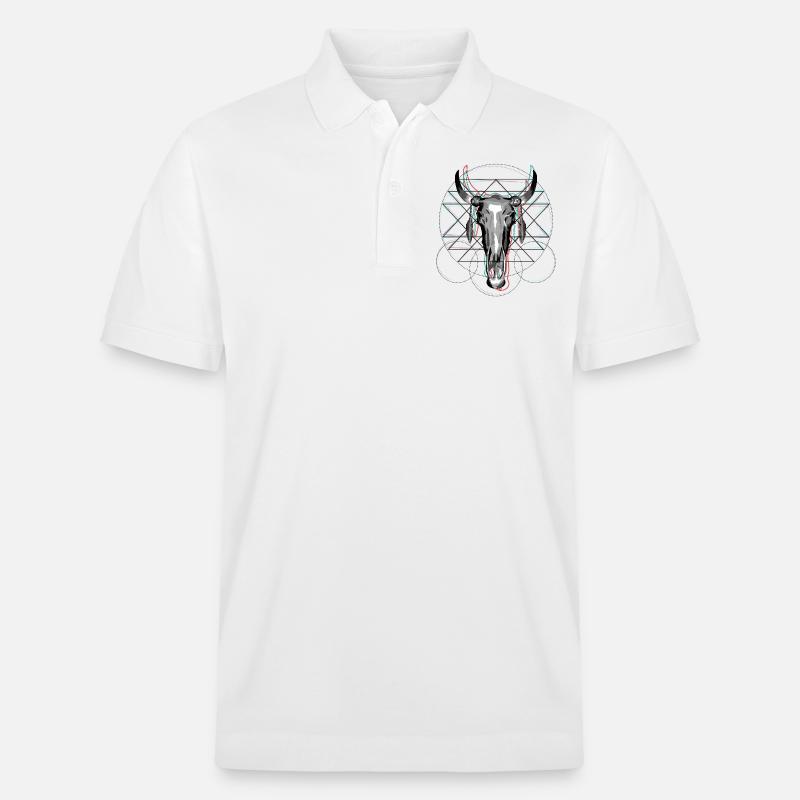 Geometrical Glitch, Totenkopf, Glitch effekt - Stanley/Stella Unisex Bio-Poloshirt PREPSTER - Weiß