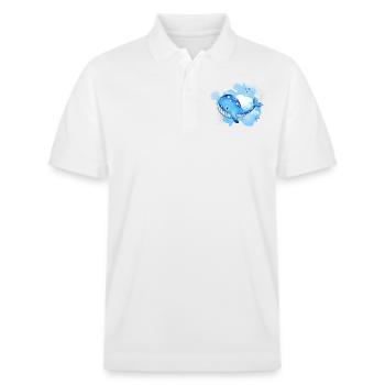 Cute whale splashing in the ocean - Stanley/Stella Unisex Organic Polo Shirt PREPSTER - white - Front - Roxy (174cm) & Andy (188cm)