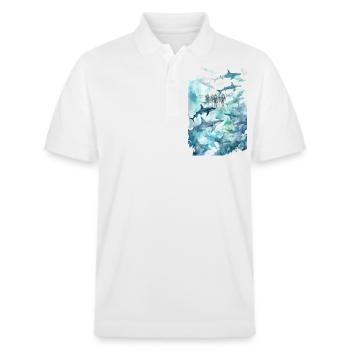 Aquarelle : banc de requin - Polo PREPSTER bio Stanley/Stella Unisexe - blanc - Devant - Roxy (174cm) & Andy (188cm)