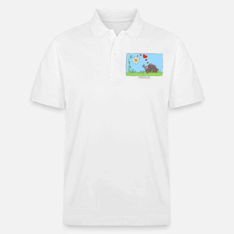 AMIS Hérisson et fleur - Polo PREPSTER bio Stanley/Stella Unisexe - blanc