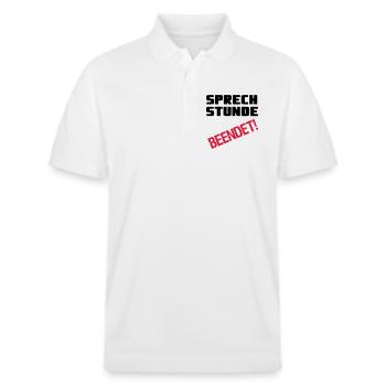 Sprechstunde beendet Medizin Spruch Geschenk - Stanley/Stella Unisex Bio-Poloshirt PREPSTER - Weiß - Vorne - Roxy (174cm) & Andy (188cm)