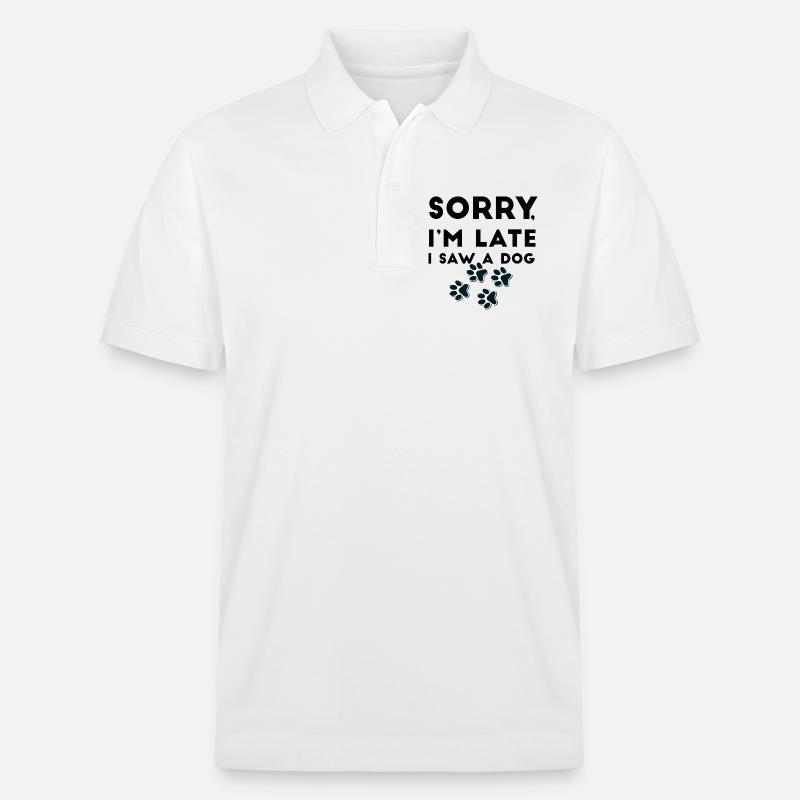 Pawprint Quartet Outline - Stanley/Stella Unisex Organic Polo Shirt PREPSTER - white