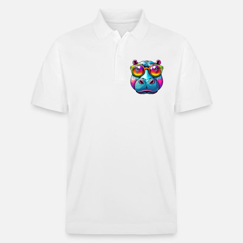 Nilpferd mit Sonnenbrille - Stanley/Stella Unisex Bio-Poloshirt PREPSTER - Weiß