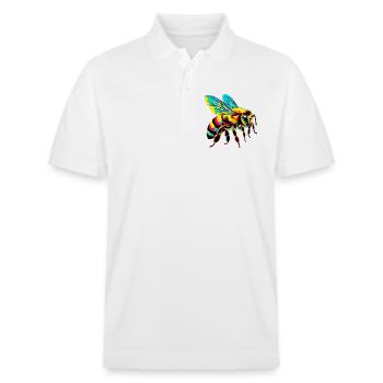 Biene - Stanley/Stella Unisex Bio-Poloshirt PREPSTER - Weiß - Vorne - Roxy (174cm) & Andy (188cm)