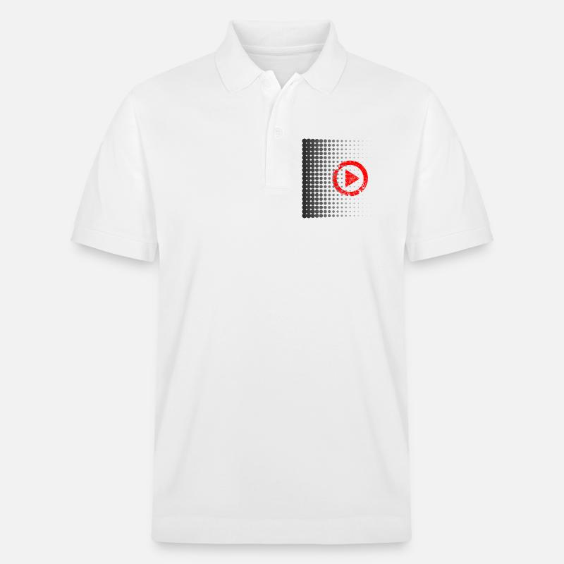 Halftone Play Button Retro - Stanley/Stella Unisex Bio-Poloshirt PREPSTER - Weiß