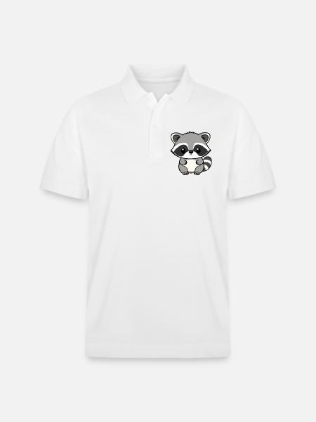 Raccoon - Stanley/Stella Unisex Organic Polo Shirt PREPSTER - white