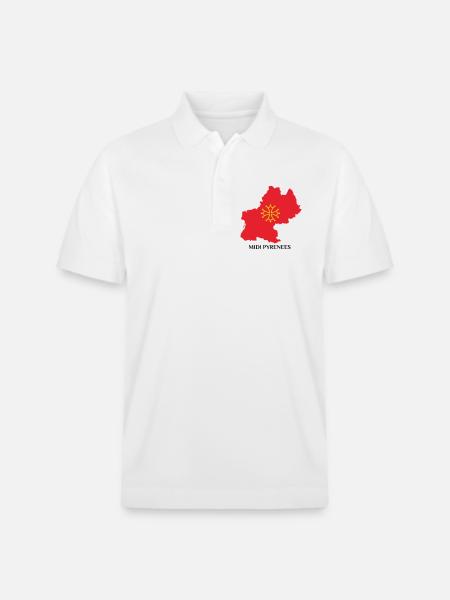 Map of the Midi-Pyrénées - Stanley/Stella Unisex Organic Polo Shirt PREPSTER - white