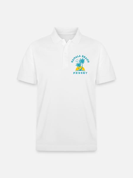 Kamala Beach Phuket Sunset Palm - Stanley/Stella Unisex Organic Polo Shirt PREPSTER - white